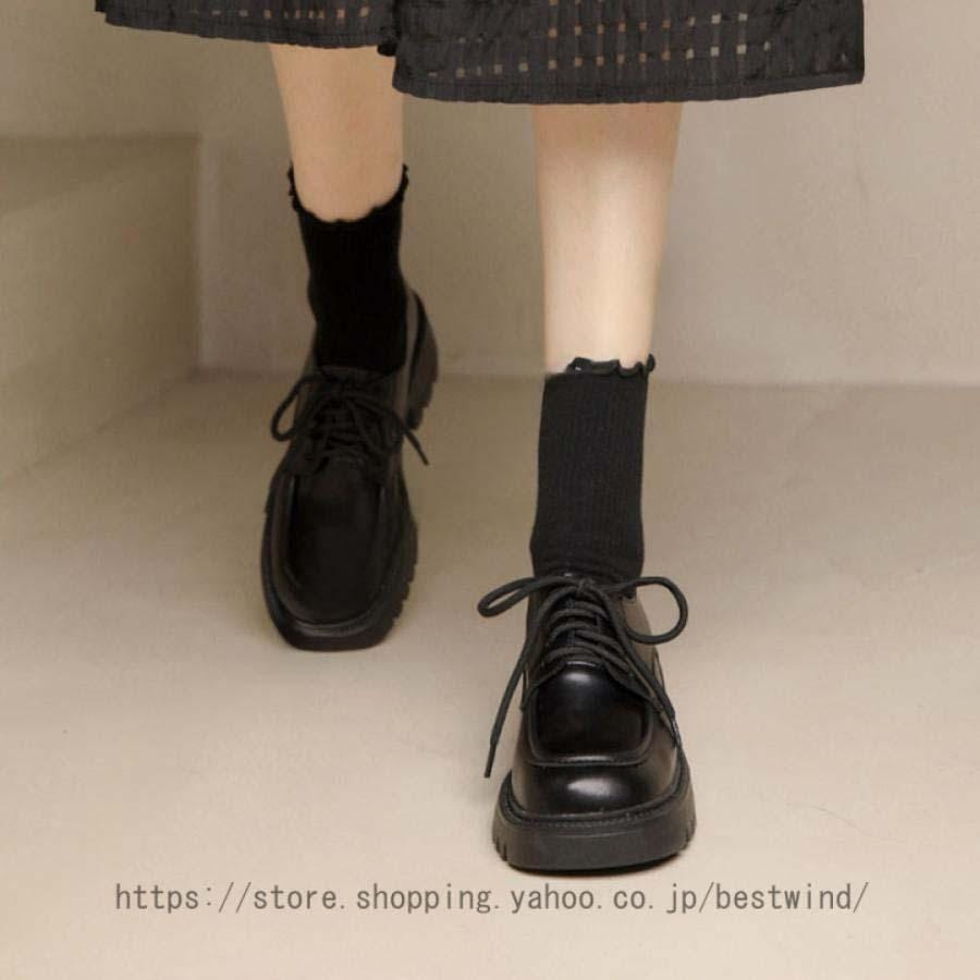 2025新品 数量限定 レースアップシューズ レディース 厚底 オックスフォードシューズ ローファー 黒 大きいサイズ ローヒール カジュアルシューズ エナメル 履きやすい 短納期