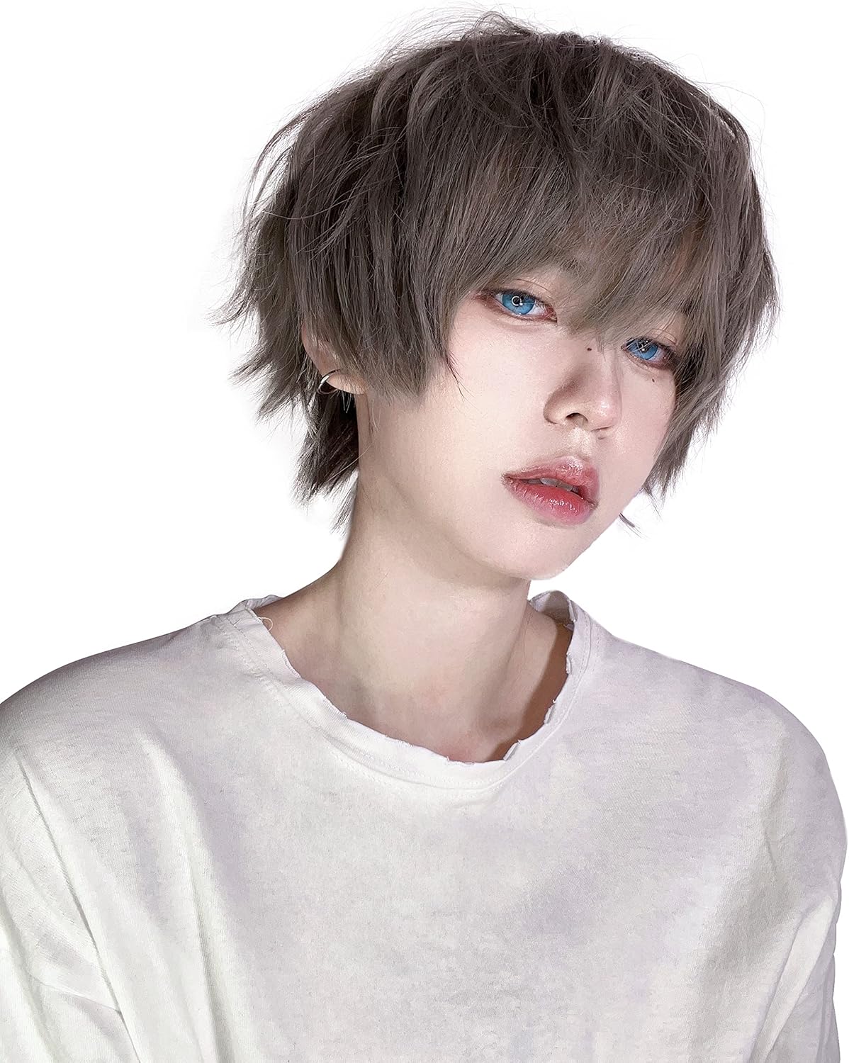 メンズ用ショートウィッグ 黒 耐熱仕様 ネット・櫛付き クールグレー