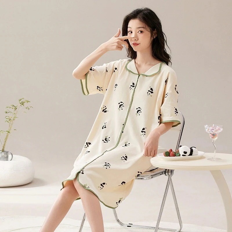 響かない!シームレス部屋着 冷感ワンピース ナイトウェア 丸首 かわいい パジャマ 寝巻き ゆったり ウェア レディース ネグリジェ 半袖 5,370円