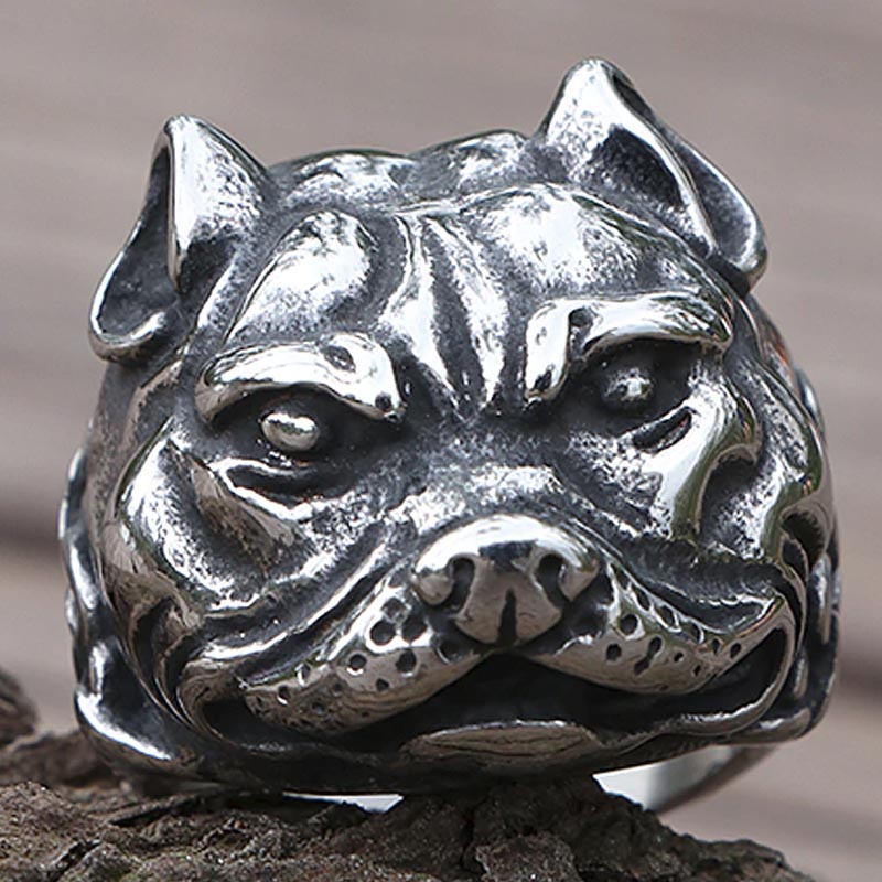 ブルドッグステンレスリング（RCT054） 31号 イヌ 犬 闘犬 アニマル 動物 ハウンド 立体 面白い 指輪 メンズ レディース ペアリング プレゼント 男性 女性 r0488xxxxxxxx