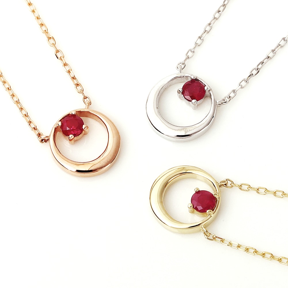 7月 天然 誕生石 ルビー 14k ゴールドネックレス / 韓国トレンディ人気ネックレス / 韓国ブランド / 韓国ファッション