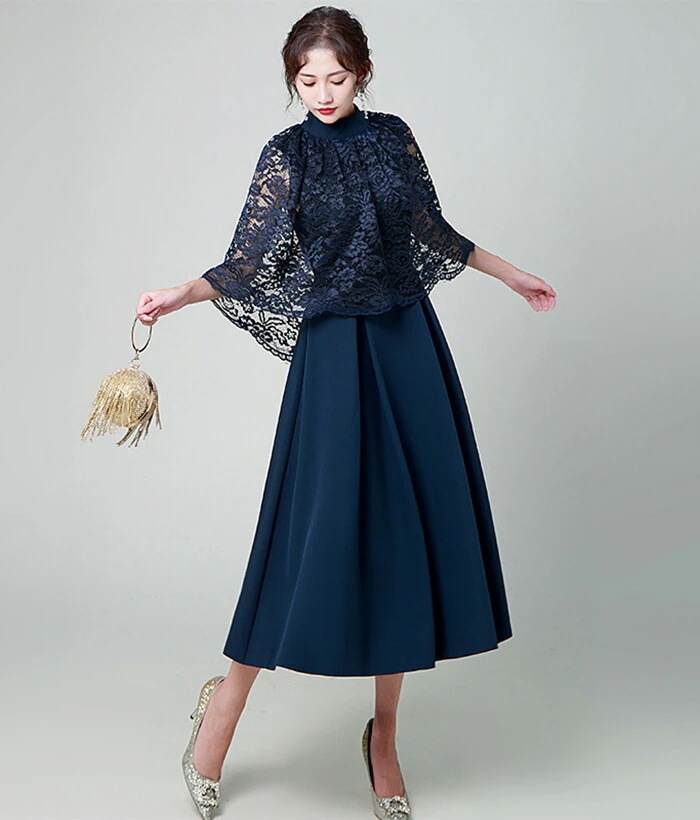 お安く提供パーティードレス 結婚式 ワンピース 袖あり 大きいサイズ 夏 レース ドレス フォーマルドレス ロング丈 ワンピース 体型カバー マキシ きれいめ 楽チン ゆったり フリル レディース パ