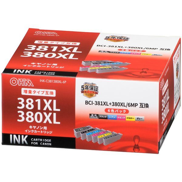 INK-C381380XL-6P [キヤノン互換 BCI-381XL+380XL/6MP 6色パック 増量タイプ]