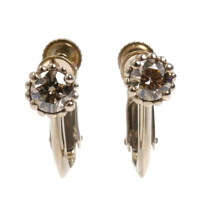 カシケイ K18BG ミル イヤリング ダイヤモンド0.40ct 2.5g ネジばね式 レディース 中古 美品