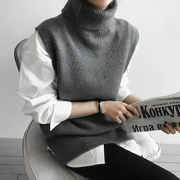 ハイネック ニット ベスト キャリーハン