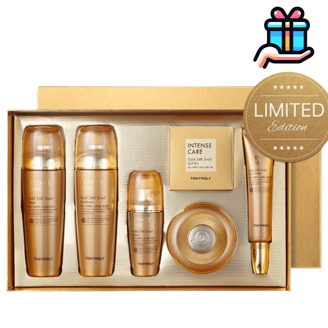 [シワ弾力 企画商品] 韓国発酵カタツムリ SKINCARE ゴールド 24K スネイル 5種セット(トナー140ml/ エマルジョン140ml/ セラム35ml/ アイクリーム30ml/ クリーム4