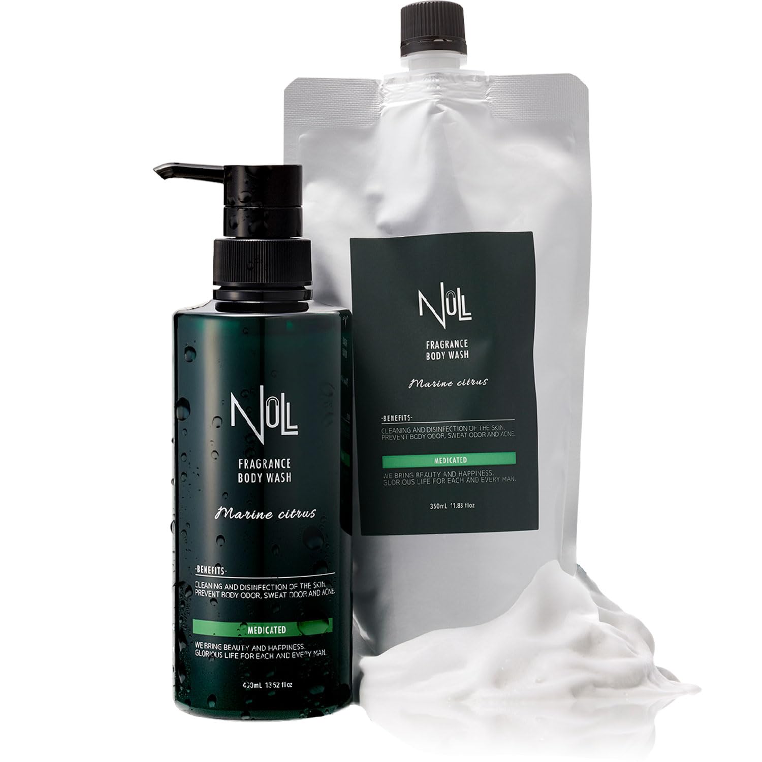 NULL ボディーソープ メンズ 薬用 (体臭 背中ニキビ を防ぐ) 本体+詰め替えセット