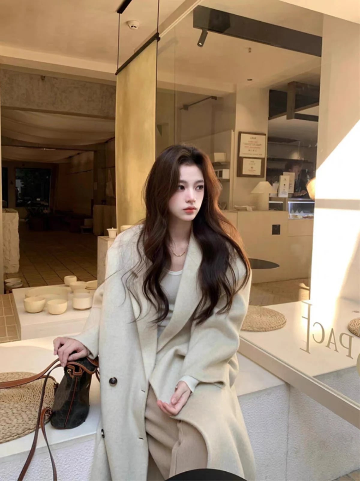 秋冬防寒 あったか アウター韓国風コートスタイルアップかわいいブルゾンファー付きファッション系裹起毛大人ゆったりカジュアルストリートサイズレディースムートン襟ゆるダボ シルエット学生通学丈