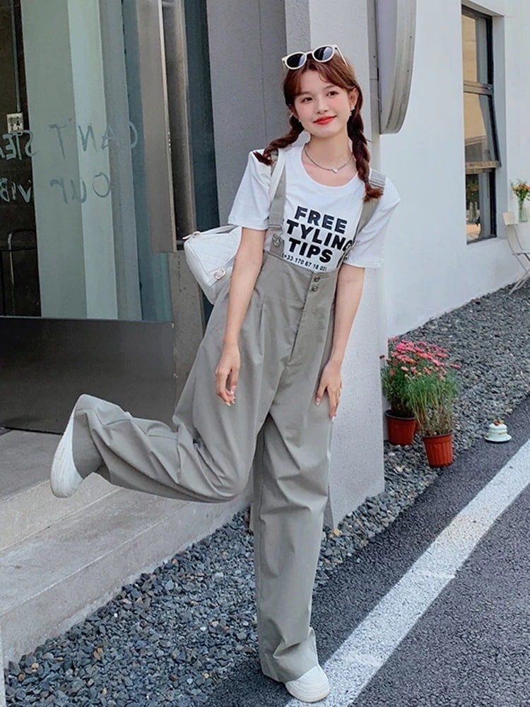 2024新作 サロペット 夏のハイウエスト減齢ワイドパンツ 百掛け 着痩せ