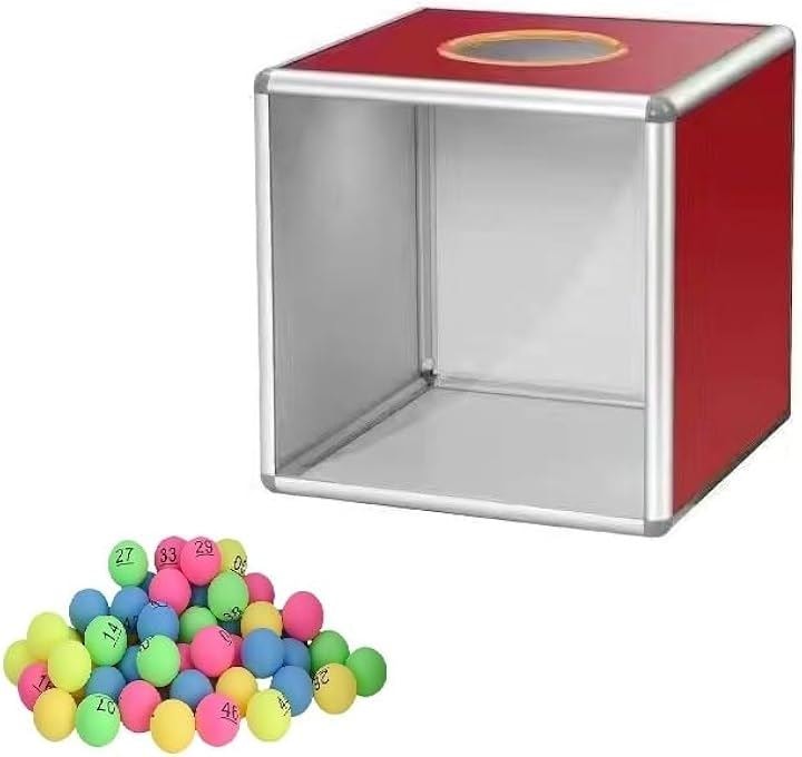 くじ引きボックス 大きい 30cm ビンゴゲームマシーン 抽選ボックス アンケート回収 箱 つかみ取り 30ｃｍ 一面のみ透明 ボール５０個つき