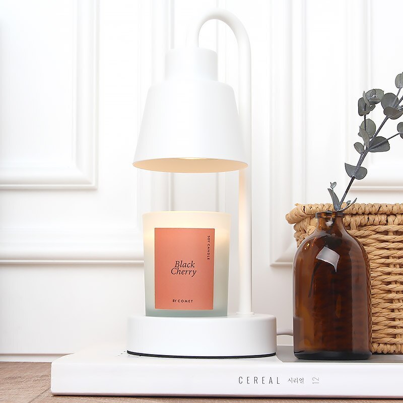 コメットミニキャンドルウォーマー+ブラックチェリーソイキャンドルセットハロゲン電球2p付きwhite