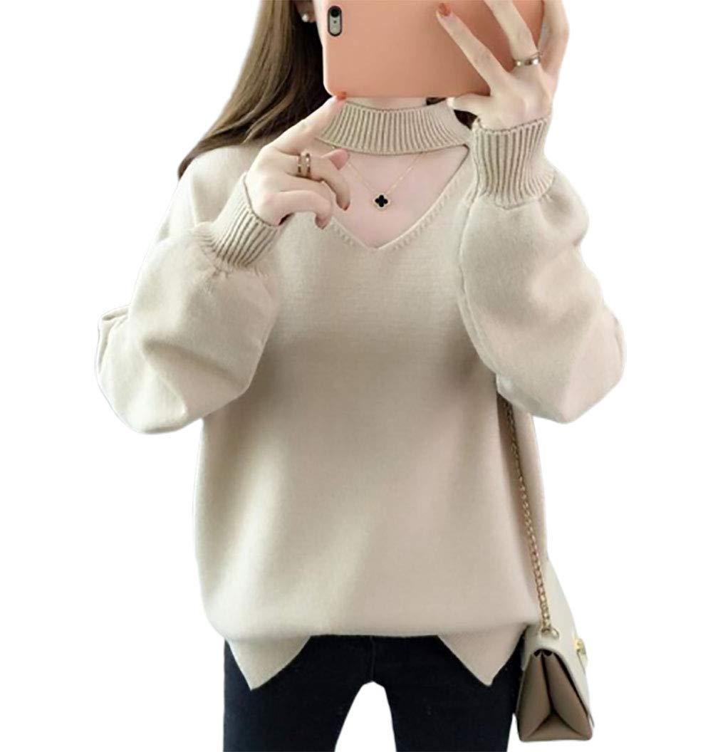 レディース ニットセーター Vネック トップス ニット タートルネック 胸元開き 長袖 ハイネック 着痩せ 通勤 デート お出掛け 無地 暖かい 春秋冬