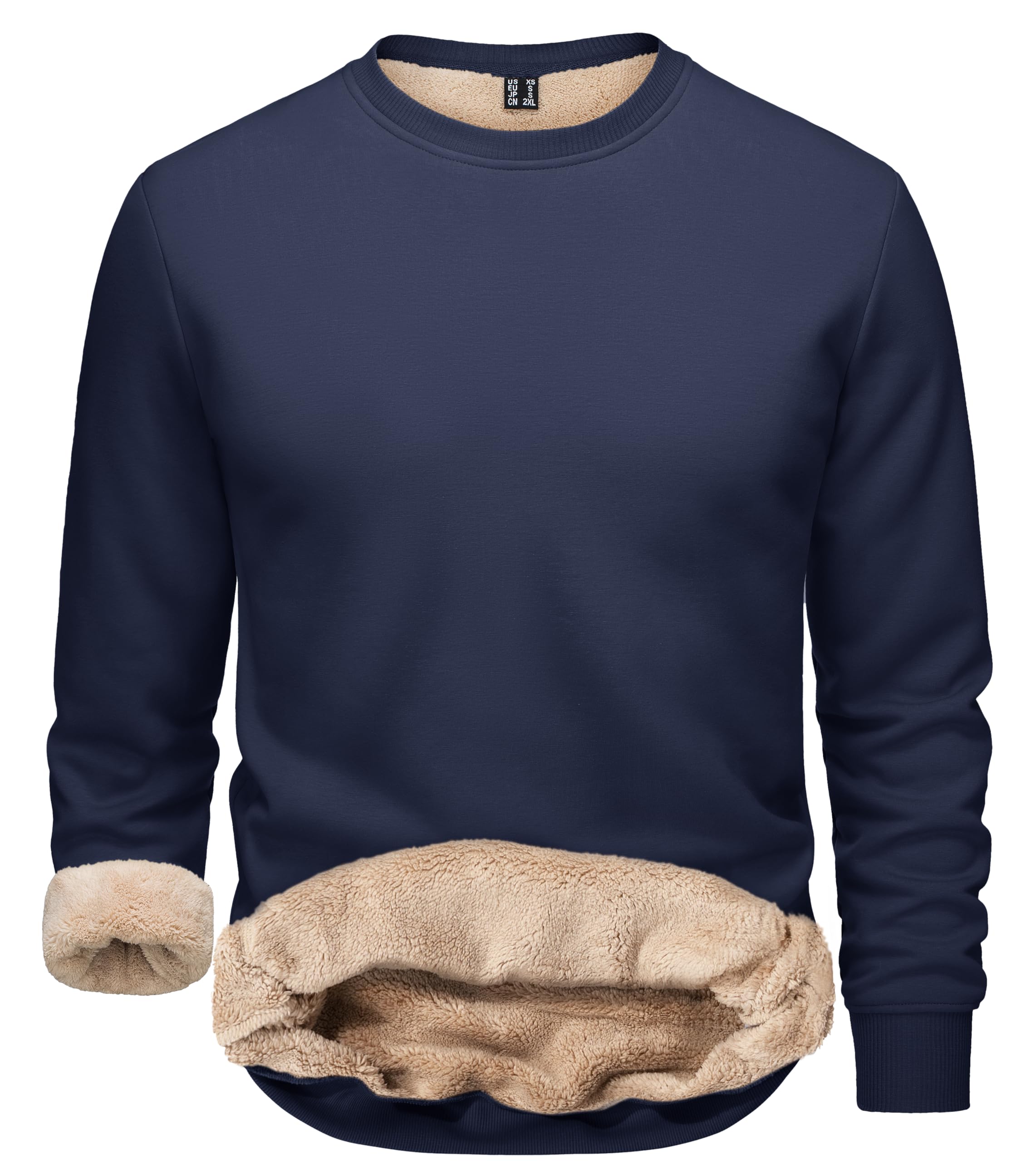 [TACVASEN] トレーナー メンズ 裏ボア 厚い カジュアル 丸首 日常 スウェット 保温 防寒 上着 ソフト アウトドア トップス ルームウェア コットン ネイビー M 6,383円