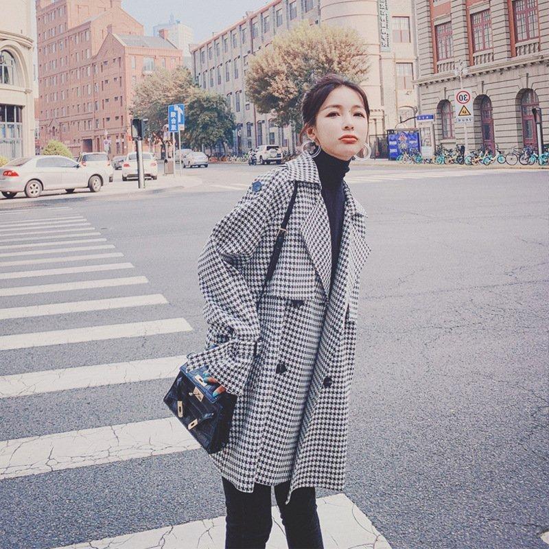 トレンチコート レディース 秋 チェスターコート千鳥柄 おしゃれ 着痩せ アウター スプリングコート 韓国風 通勤