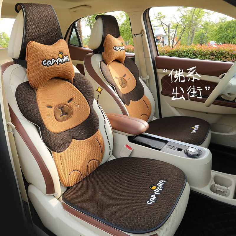車のクッション通用の四のかわいい半包みのシートのクッションのカバーのの亜麻の車のクッションの女性の通風の車のマット超人気