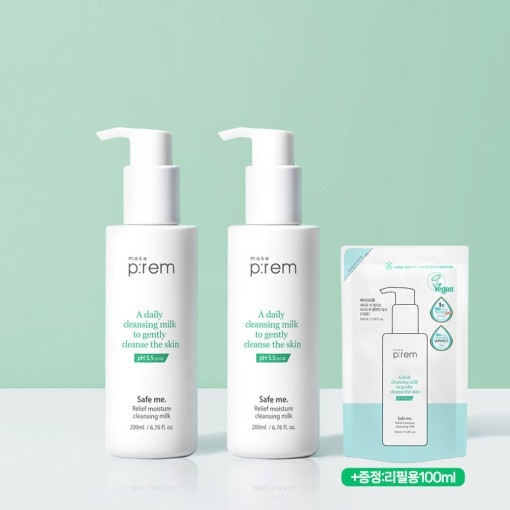 [2本セット] セーフミーリリーフ モイスチャー クレンジングミルク 200ml+200ml (+詰め替えパック 100ml)