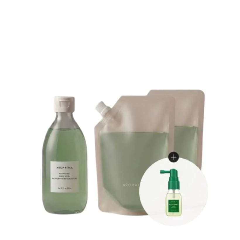 アウェイクニング ボディウォッシュ 本体＋リフィル2個（300ml＋300ml×2）＋（ルートインハンサー30ml）#ペパーミント #ユーカリ #肌刺激指数0.00 #クーリング