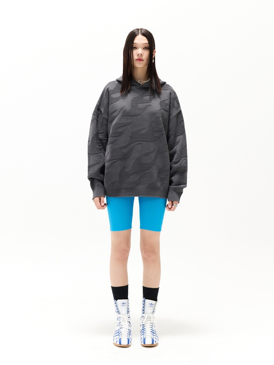 【CRITIC】 FLAME HOOD KNIT : CHARCOAL
