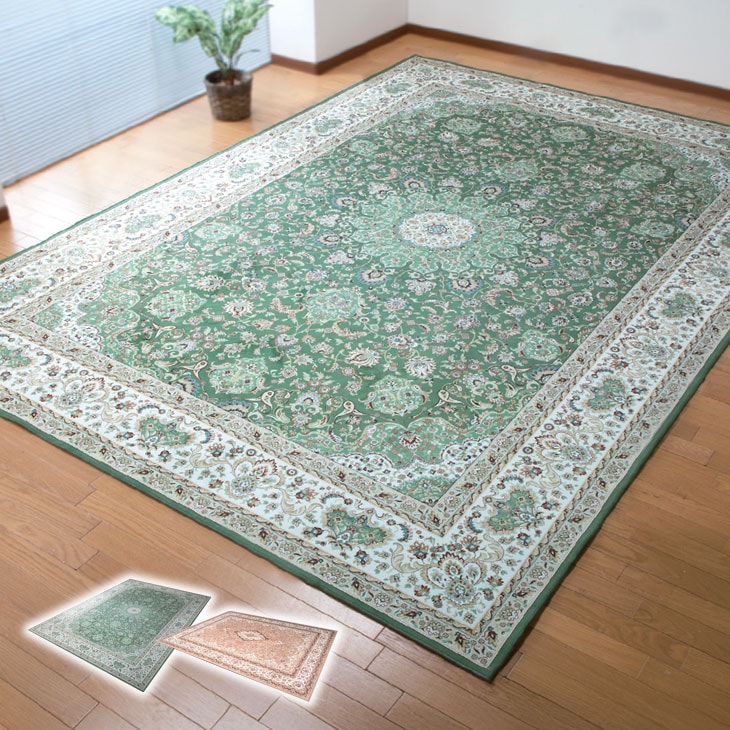 カーペット 正方形 200×200cm 撥水加工 ホットカーペット対応 絨毯 ラグカーペット ラグ ラグマット 敷物 ペルシャ風 ペルシャ絨毯風 オリエンタル ペルシャラグ風 高級感 リビング 裏面滑