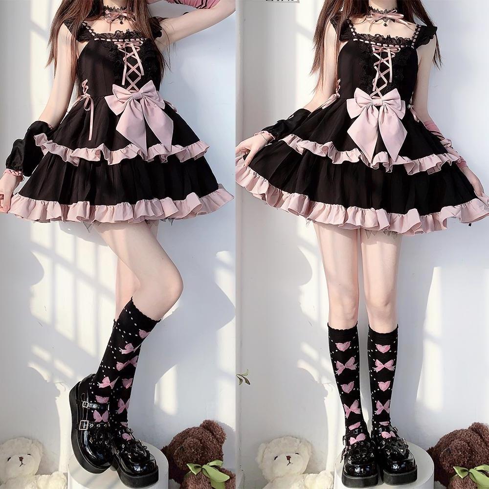 ワンピースドレスドレス大きいサイズ超ショートフリルサスペンダーロースカートダークロリータjskワンピース 太mm 150kg