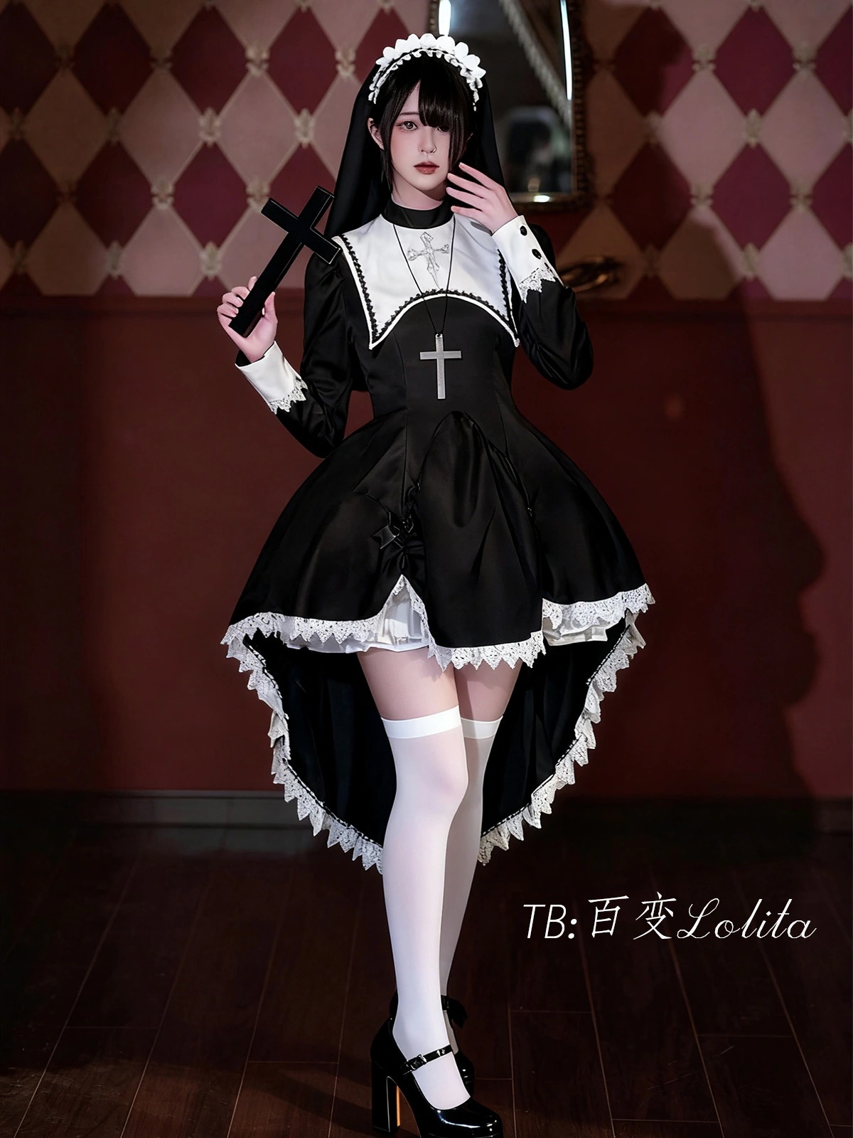 【ni-i-ight】大きいサイズの新商品のLolitaスカートのゴシック風の暗黒のロリータの長袖のワンピースの婦人服の大きい男のローリの王女のスカート