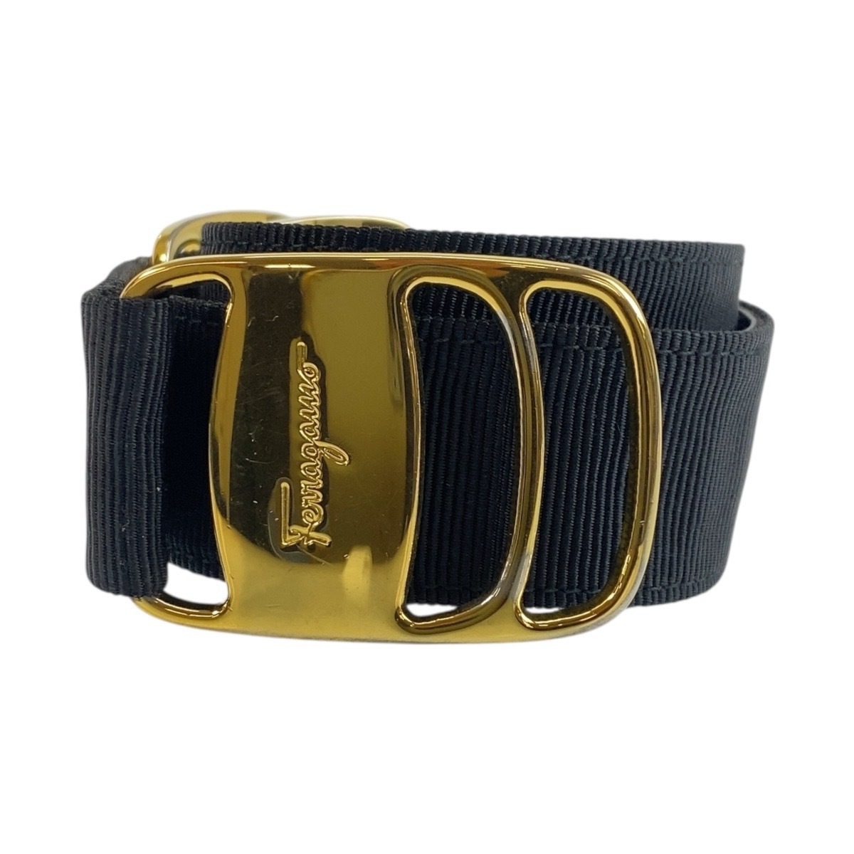 美品 ヴィンテージ ヴァラ ブラック 黒 ゴールド金具 キャンバス/メタル 2602 ベルト レディース 504423