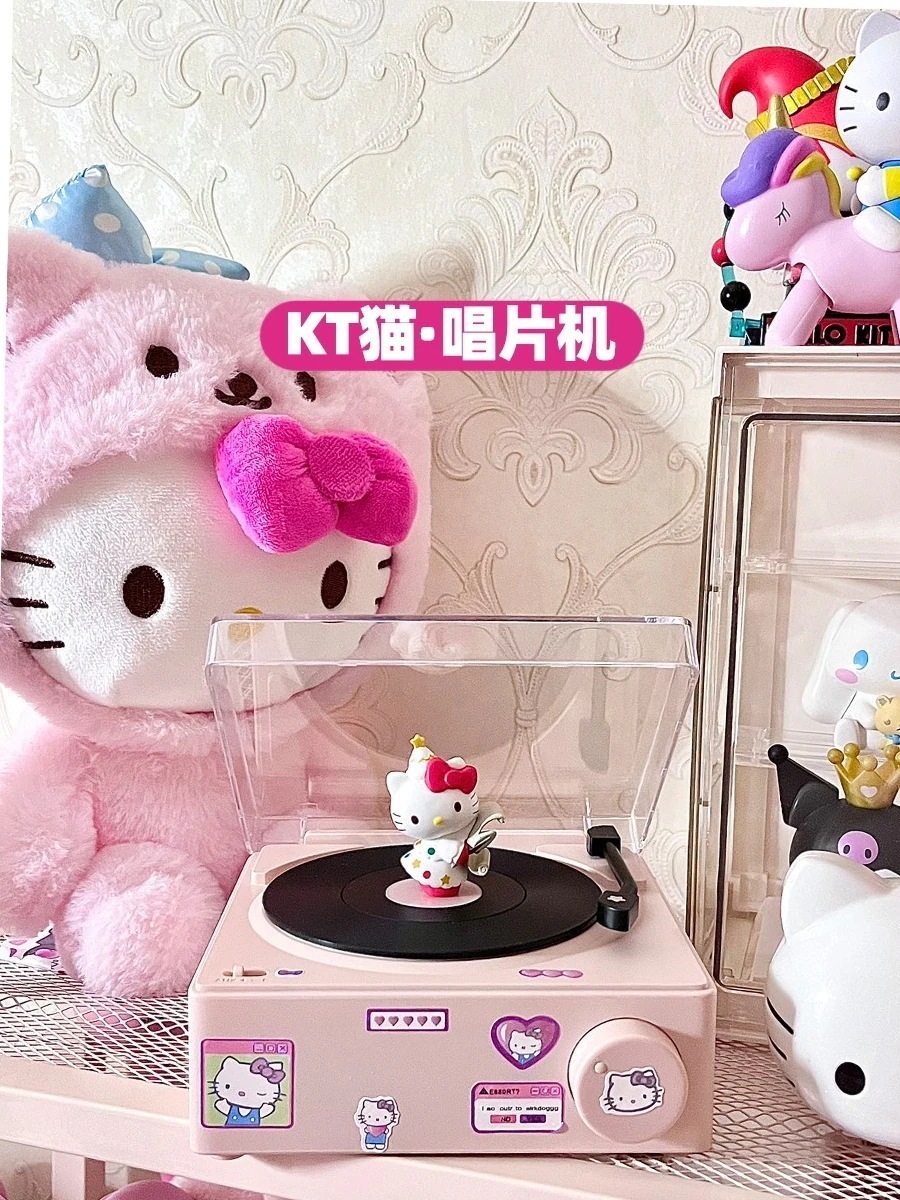 レコードプレーヤー Hellokitty ブルートゥース スピーカーガールフレンドへの新しい誕生日プレゼントCDプレーヤーレコードプレーヤー