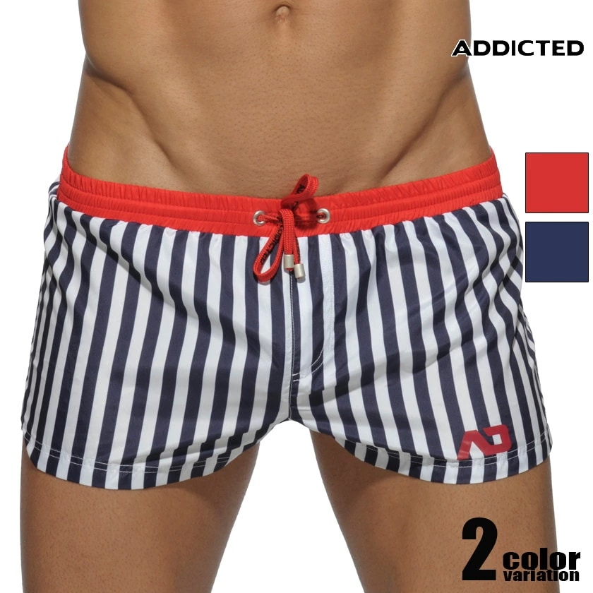 ADDICTED/アディクティッド SAILOR SUPER SHORT マリンストライプ ボードショーツ メンズ ショートパンツ型スイムウェア 男性水着 サーフパンツ スイムショーツ ビーチウェア