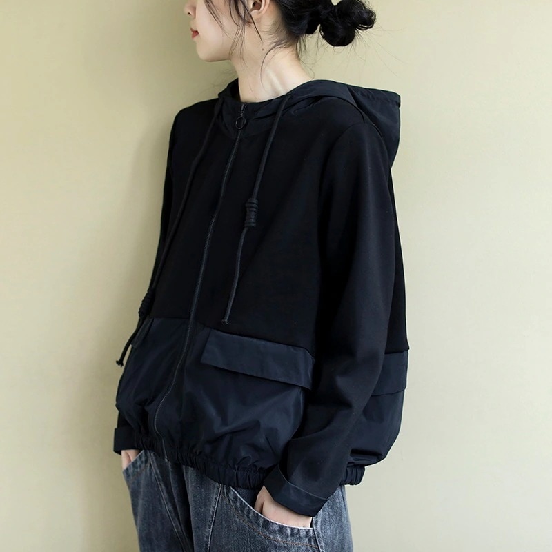 パーカー秋冬アウター今年も人気コントラストカラー切り替えフード付きスウエットTシャツ大きいサイズ カジュアル ファスナー 秋ジャケット 母の日