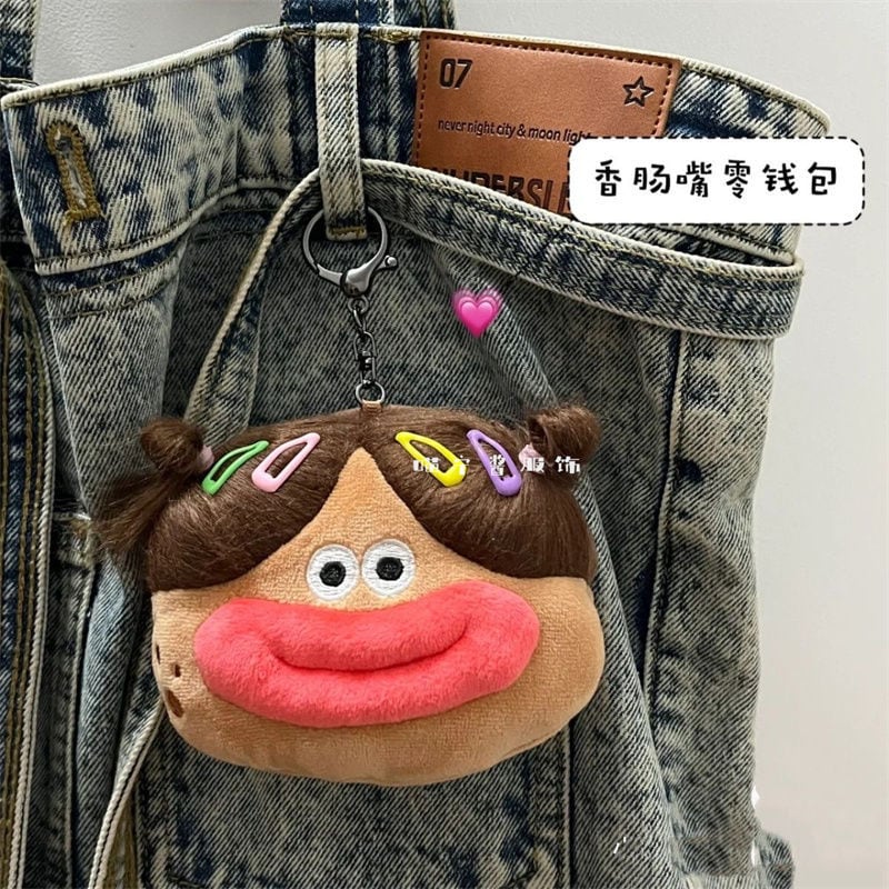 かわいいフライドポテトジュンぬいぐるみ小銭入れ醜いかわいい小さな赤い本親友ギフトバッグペンダント女性用