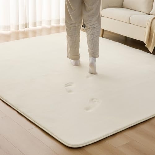 Sun Deco ラグ カーペット 低反発 ラグマット 極厚 185x185cm 2畳 オールシーズン 滑り止め付 抗菌 防臭 防ダニ 踏み心地ふわふわ 厚手 フランネルラグ 接着剤不使用 床暖房 ホ