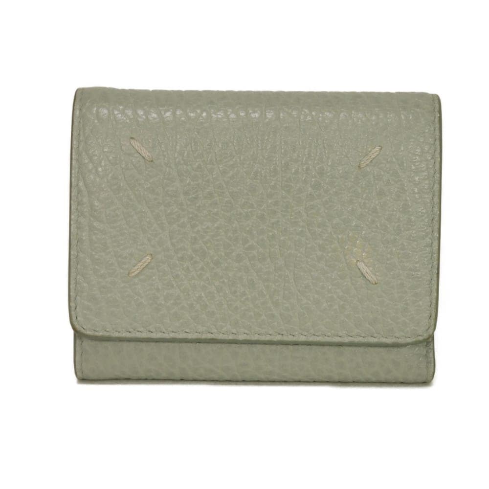 【中古】Maison Margiela 三つ折り財布 カーフ アイスグレー スリーフォールド ウォレット 4ステッチ SA3UI0010 P4455 T8141