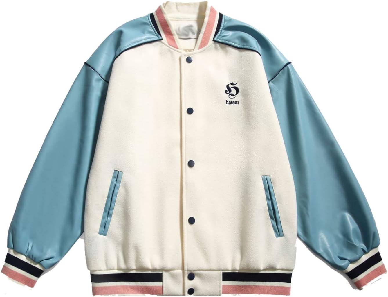 ジャケット 秋冬 メンズ ブルゾン スタジャン スタジアムジャンパー PU革パッチワーク バイカラー 英文字 刺繍 カッコイイ 立ち襟 アウター 保温性 防風 ブルゾン カジュアル 大きいサ