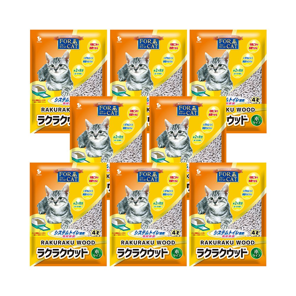 猫砂　新東北化学工業　ラクラクウッド　４ＬX８　システムトイレ用　木　ＣＲＣ30―14―60―30―05