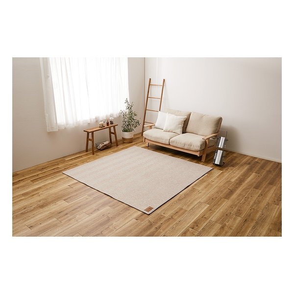 ヘリンボンラグ ボーナ 約190×190cm 洗濯可 ホットカーペットカバー ブラウン 240638211