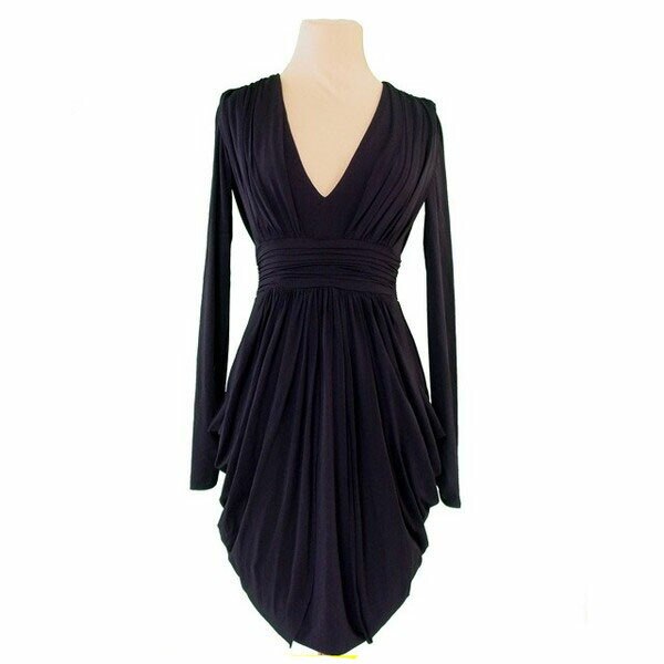 ワンピース バックオープン ドレス シャーリング XSサイズ ブラック 中古