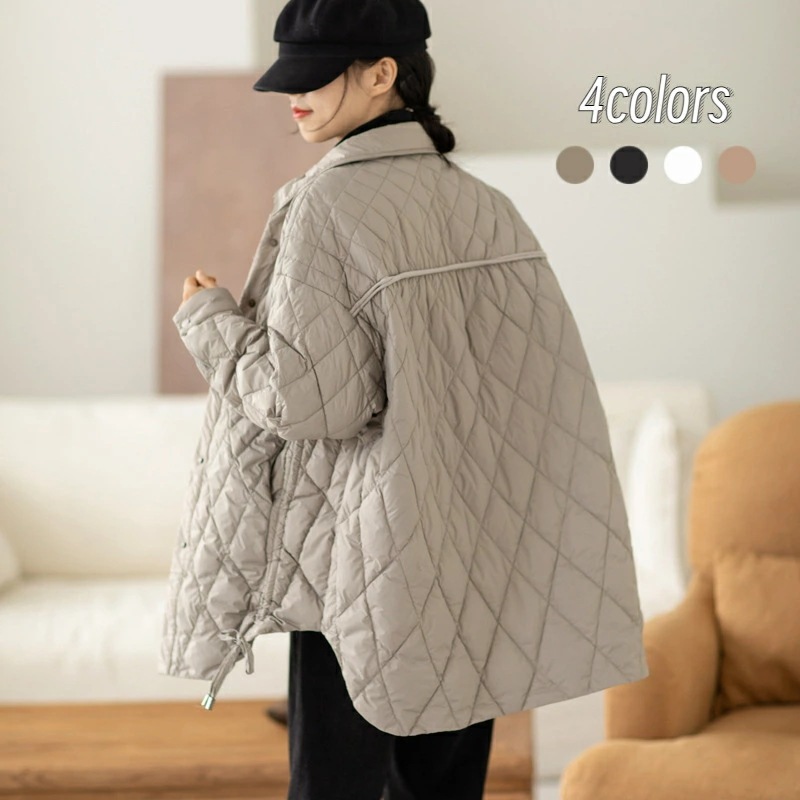 コートジャケットレディース秋冬日常着にぴったりなアウターアウターダウンジャケット中綿ダウン長袖羽織り大きいサイズ秋エアリーナイロンキルティングジャケット
