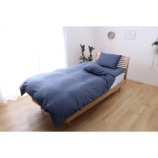 1192060190305 綿100% 洗える 天竺ニット おしゃれ 布団カバー 掛カバー 掛け布団カバー シンプル 年間 新生活 天然素材 190×210cm ダブル ネイビー メーカー直送
