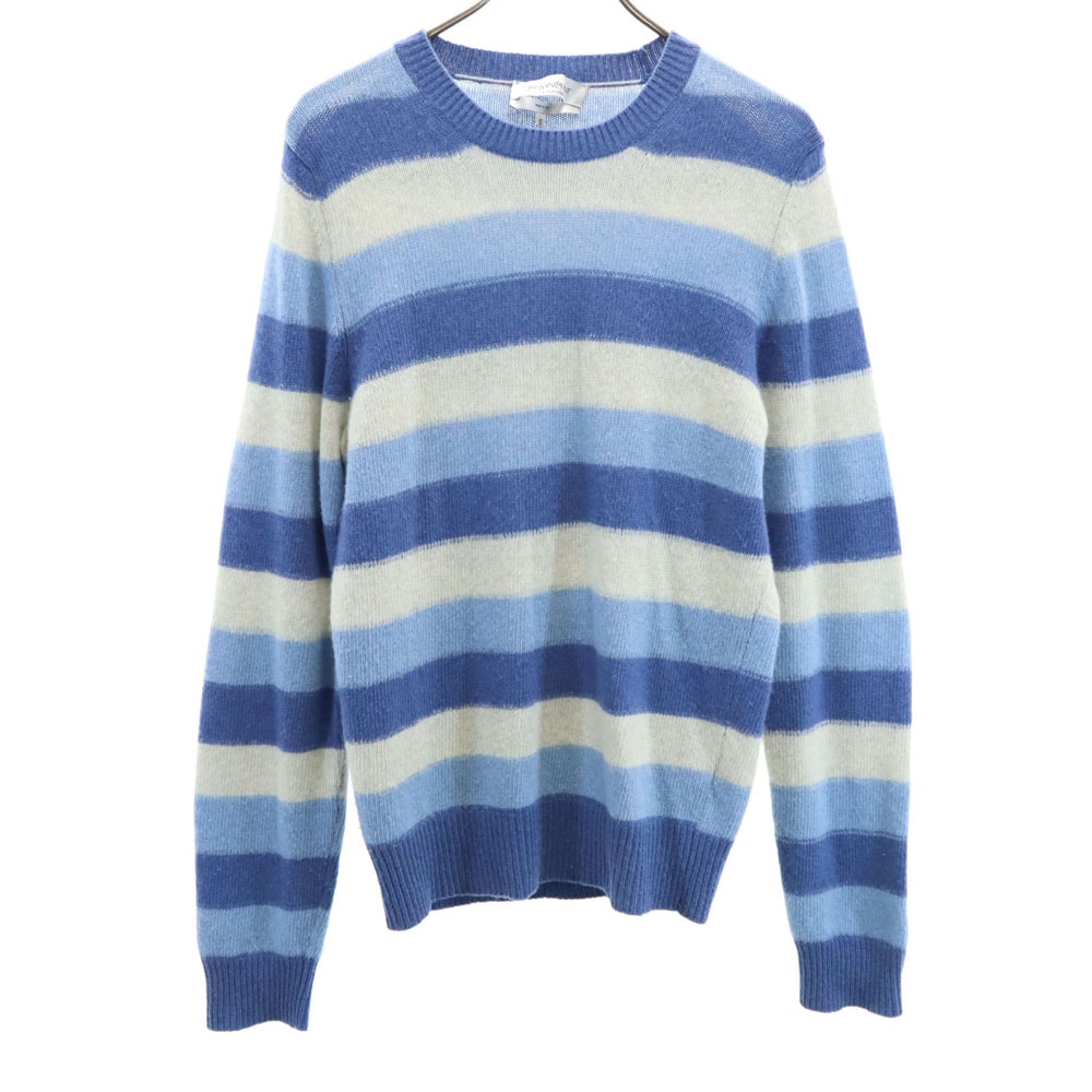 イタリア製 ウール ボーダー柄 長袖 セーター S ブルー系 他 ニット メンズ