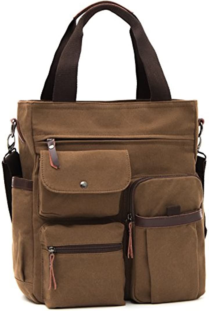 トートバッグ ショルダーバッグ メンズ 2way 帆布 キャンバス カジュアル ストラップ付き ブラウン(02 ブラウン)