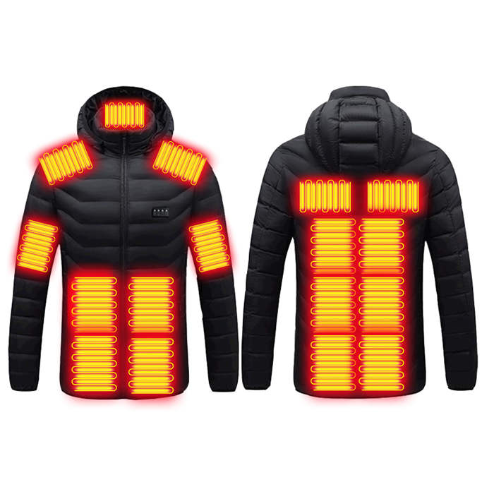 20000mAhバッテリー付き ヒーター17つ 電熱ジャケット ヒーター付きジャケット メンズ フード 電気ジャケット レディース 防寒着 バイク用 ヒートジャケット 電熱ウェア 加熱コート