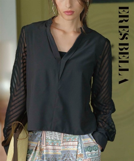 シャツブラウス シアースリーブキーネックブラウス ERES BELLA