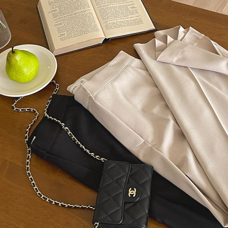 [tsl0048] 韓国ファッション 2COLOR テバスリットセミブーツカットスラックス