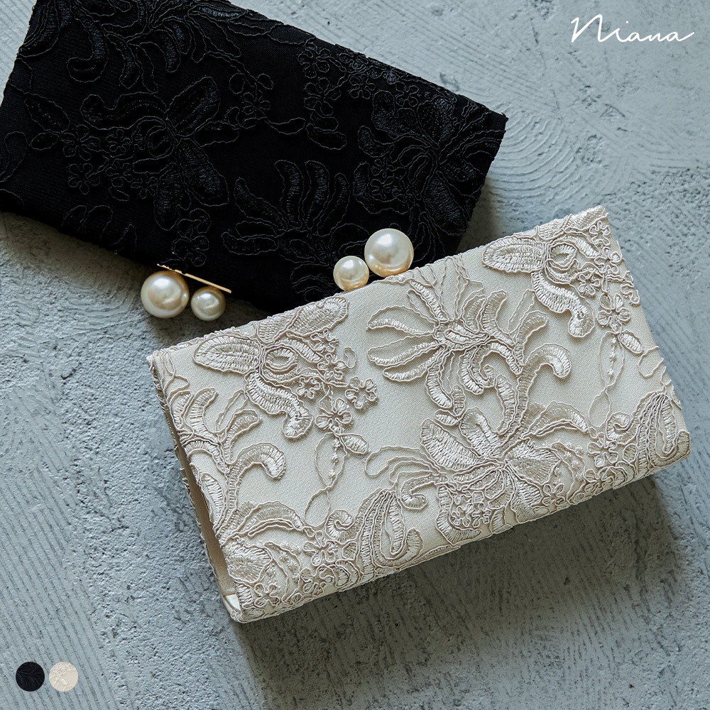 パーティー パーティーバッグ ハンドバッグ 刺繍レース 花柄 パール がま口 クラッチバッグ ミニバッグ チェーン付き 2way ショルダーバッグ ドレス 結婚式 セレモニー オケージョン 入園式