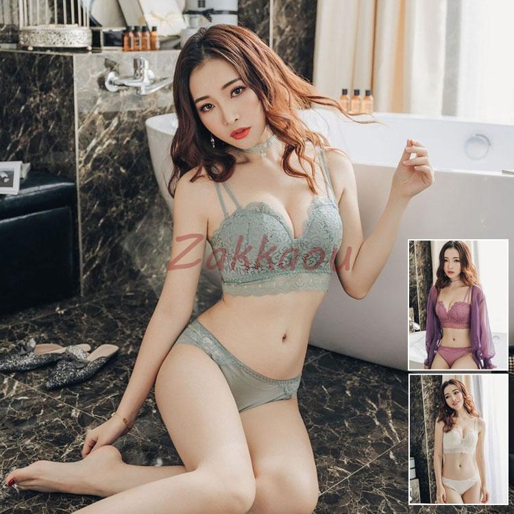 ブラジャー ショーツセット 女性下着 上下セット 3/4カップ 総レース ノンワイヤー 脇肉 ブラ　育乳ブラ バストアップ 4,783円