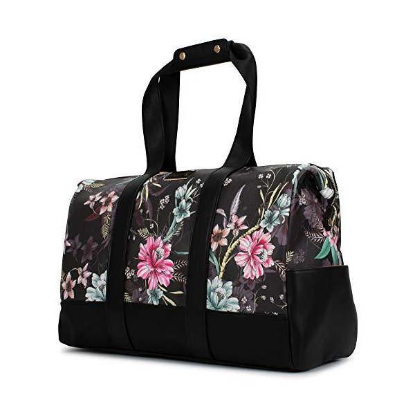 BADGLEY MISCHKA Essence Travel Tote Weekender Bag - Packable Travel Bag (Winter Flowers) 並行輸入品
