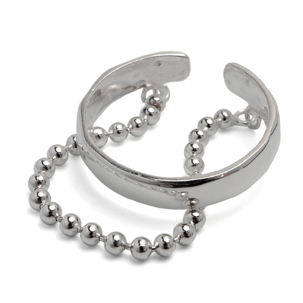 シルバー925 ボールチェーンリング [cr636]