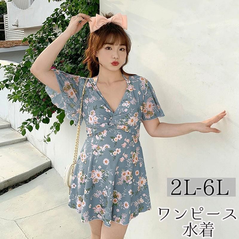 ワンピース水着 ぽっちゃり ボタニカル柄 大きいサイズ ぽっちゃり水着 リゾート 露出控えめ 大きいサイズ水着 女性 体型カバー レディース お腹 お尻 太もも