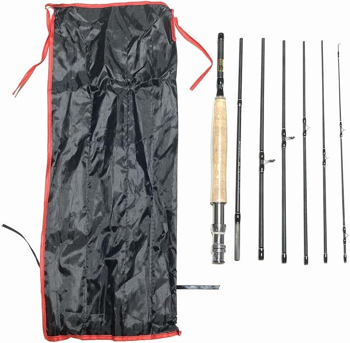 8フィート フライロッド 7ピース #5/6 8ft 5番 6番 渓流 岩魚 ニジマス 山女 アマゴ ブラウントラウト 管理釣り場 (ブラック, 8ftフライロッド7ピース(#5/6))