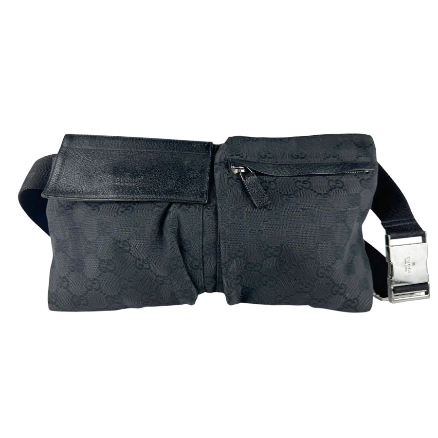 グッチ GUCCI ウエストバッグ ボディバッグ GGキャンバス/レザー ブラック ユニセックス 28566 z9622